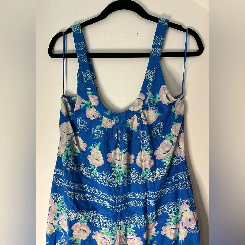 Free People Bali Lillie Scarf Print Jumpsuit in Sweet Blue Combo Size XS - Picture 3 of 14